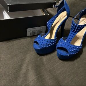Blue Studded High Heels